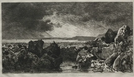 Zwarte rotsen bij Trouville (eb)