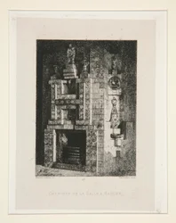 Open haard in de eetkamer, pl. 4 uit de suite Chez Victor Hugo