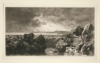 De zwarte rotsen bij Trouville (Laag tij)