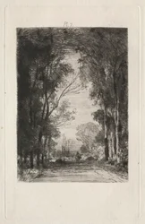 Reiziger op een weg in een bos, 1866