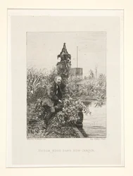 Victor Hugo in zijn tuin, pl. 12 uit de suite Chez Victor Hugo