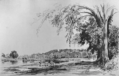 Uitzicht op Richmond vanaf de Theems, 1871