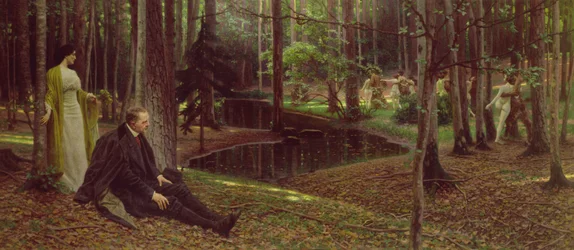 De schilder Freidrich Konig (1847-1941) en Ida Kubelweiser in een bos, c.1910