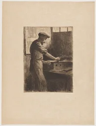Auguste Delâtre aan het werk