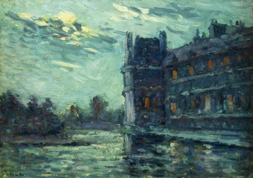 De overstromingen van 1910, het Paviljoen de Flore, in het Louvre, Parijs, 1910