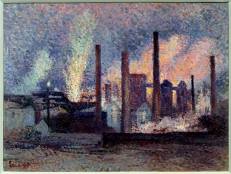 Zicht op de staalfabrieken in Charleroi, België