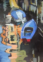 Blauwe boten – Weerspiegelingen op het kanaal