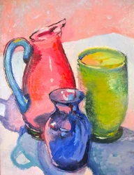 Kleurrijk stilleven met glas