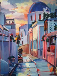 Santorini Sunset Street