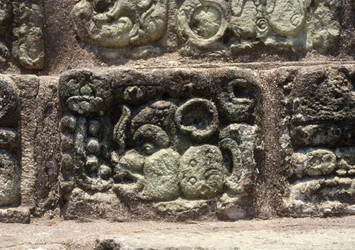 Glyph van de stad Copan op de Hiërogliefen Trap, Late Klassieke Periode (600-900) ca. 760 AD