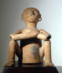 Kunst van de Golfkust (Maya). Witte aarde, staat Vera Cruz, Mexico. God van de regen in terracotta (250 - 550).