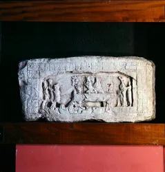Late Klassieke Periode (600-900 AD) Lintel 3 van Piedras Negras, Peten, Guatemala