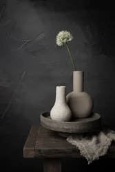 Stille bloem en vazen