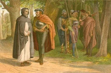 John Craig en de Romeinse bandiet (ingekleurde gravure)