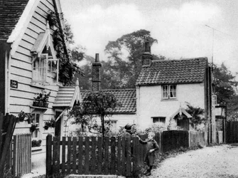 Houten huisjes bij Hadley Green, Londen, 1926-1927