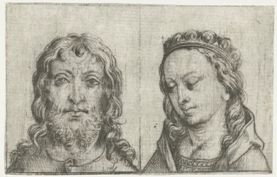 De hoofden van Christus en Maria