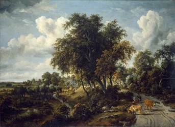 Een bosrijk landschap: het pad op de dijk