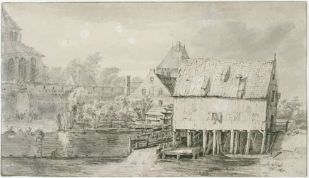 De zogenoemde Bergkerk en watermolen in Deventer (Lugt 43)