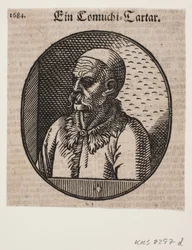 Buste van een man met baard en kalot; 3/4 profiel naar links