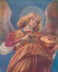 Muzikale engel met viool, fresco, ca. 15e eeuw