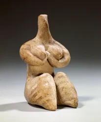 Mesopotamië: vruchtbaarheidsbeeldje in terracotta stijl Halaf. 4500 v.Chr. Parijs, Louvre Museum