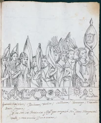 Vertegenwoordigers van de Mexicaanse provincies, uit Historia de Tlaxcala door Diego Munoz Camargo