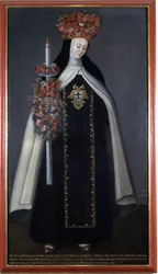 Zuster Maria Barbara de St. Joseph gekroond met bloemen, Convento de las Carmelitas, Puebla, Mexico