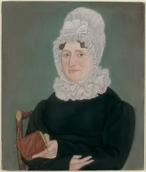 Portret van een Vrouw met een Kanten Muts