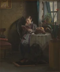 De vrouw van de kunstenaar leest
