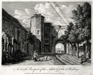 Een zuidelijk uitzicht op de Abby-Gate in Reading, Berkshire