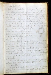 Pagina uit het dagboek van Michael Faraday waarop hij zijn ontdekking van elektromagnetische inductie noteerde, 29 augustus 1831 (pen en inkt op papier)