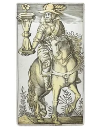 Speelkaart uit een uiterst zeldzame set, gegraveerd in de vier Italiaanse kleuren, Augsburg
