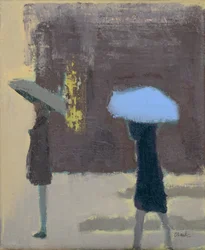 De blauwe paraplu, 2017 (olieverf op linnen)