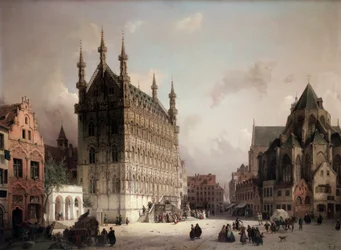 Stadhuis van Leuven. Schilderij van Michael Neher (1798-1876)
