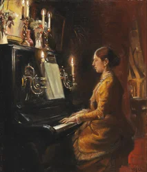 Anna aan de piano.