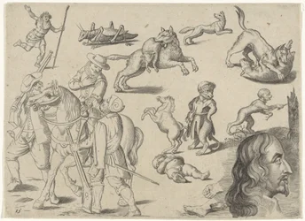 Studieblad met tekenvoorbeelden: figuren en dieren