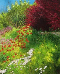 bloemrijke oever (olieverfschilderij)