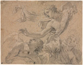 Studies van engelen recto, Panthea voor Cyrus verso, 1655-1660