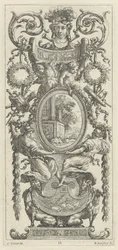 Ornamentaal Paneel Bekroond met een Hoofd Geflankeerd door Bladeren
