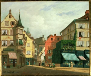 Gezicht op Colmar (olieverf op doek)