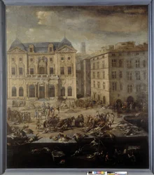 Uitzicht op het stadhuis (van Marseille) tijdens de pest van 1720
