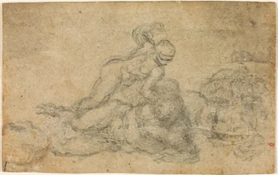 Michelangelo - David en Goliath. Verso gelijnde architectuurstudies, ca. 1550-1556, I, 32a