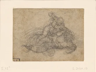 Michelangelo - David en Goliath. Verso gelijnde architectuurstudies, ca. 1550-1556, I, 32c