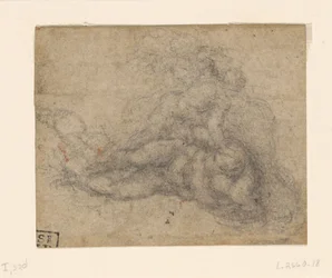 Michelangelo - David en Goliath. Verso gelijnde architectuurstudies, ca. 1550-1556, I, 32d