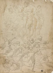 Boogschutters schieten op een Herm, Triomf van Bacchus en andere studies