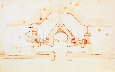 Tekening van vestingwerken voor Florence, ontwerp door Michelangelo Buonarroti (1475-1564), Italië