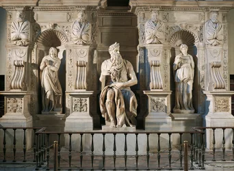 Italië, Rome, Basiliek van Sint-Pieter, Rachel, Mozes en Leah, detail van het graf van Julius II, circa 1515, door Michelangelo (1475-1564)