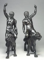 Naakte bacchanten rijden op panters