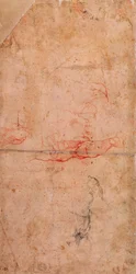 Voorbereidende Studie voor de Straf van Haman (rood krijt en houtskool op papier) (verso)
