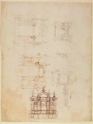 Studies voor architectonische compositie in de vorm van een triomfboog, ca. 1516